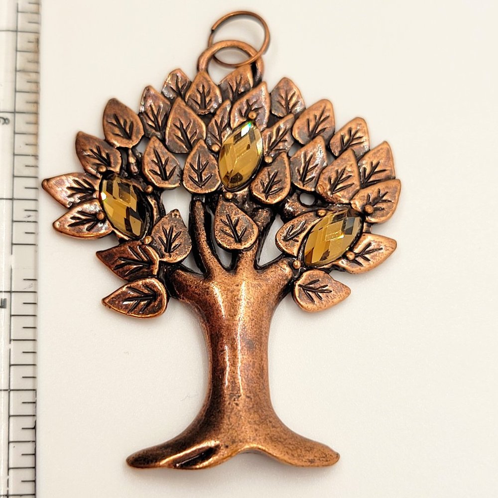 Scarf or Necklace Jewelry, with Amber Crystals and Copper Coloring, Lightweight